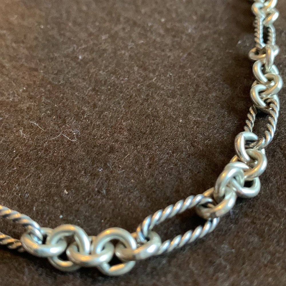 David Yurman Silver-Tone Twisted Cable Link Necklace